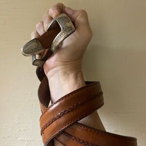Onyx Brown leather belt, vintage